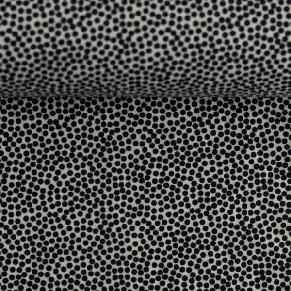 Baumwolle - Dotty - hellgrau mit schwarzen Punkten