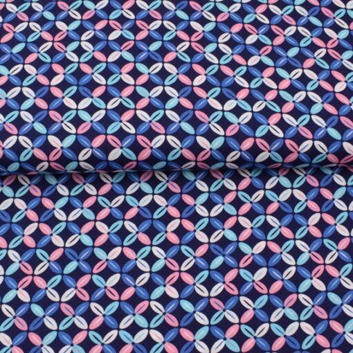 Baumwolle – Grafisches Muster – blau – türkis – rosa