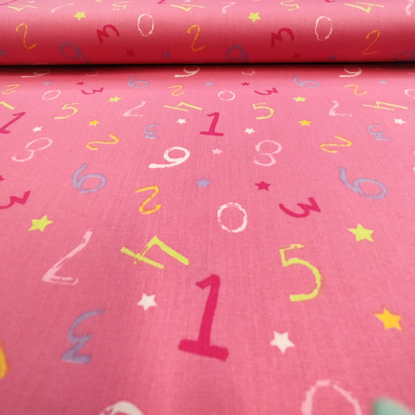Baumwolle - Zahlen in bunt auf rosa