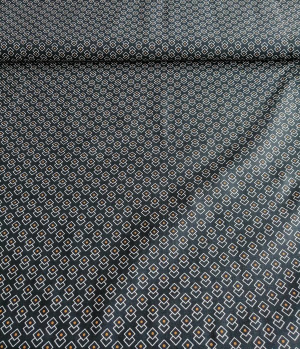 Baumwolle - nachtblau mit weißen Rauten-Muster