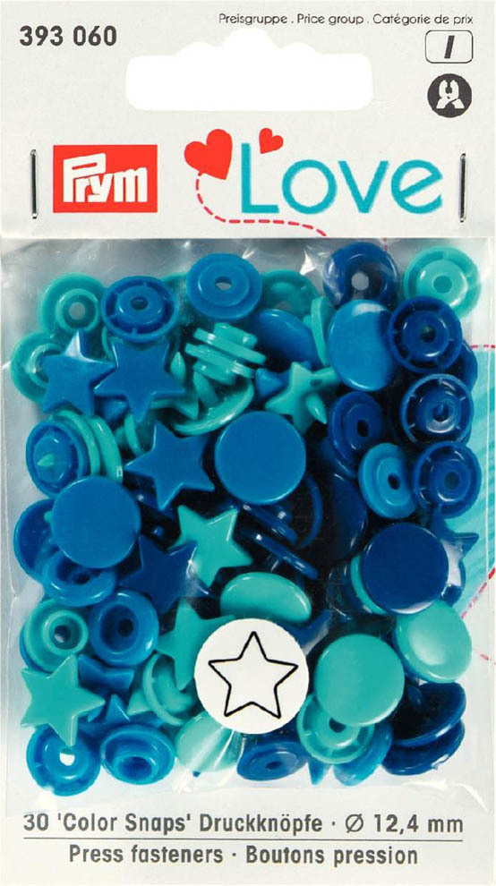 Prym Prym Love Druckknopf Color Stern 12,4mm blau/türkis/tinte
