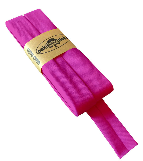 Jersey-Schrägband gef.40/20mm 3m Coupon pink