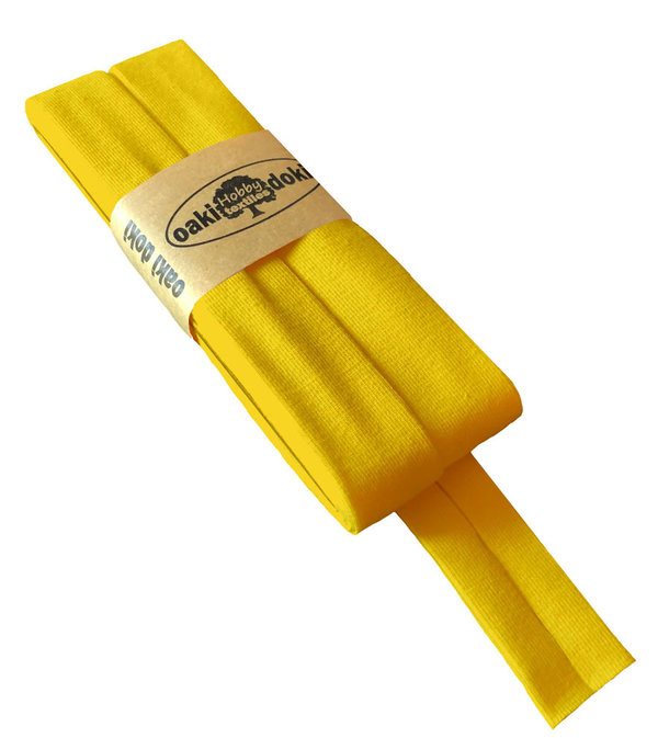 Jersey-Schrägband gef.40/20mm 3m Coupon tiefgelb
