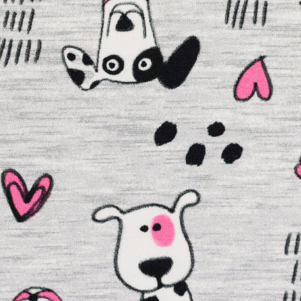 Jersey - Funny Dogs - Hunde - grau meliert - rosa