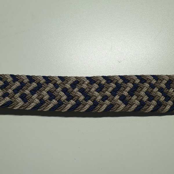 Gurtband geflochten 35mm - elastisch - blau/ schlamm