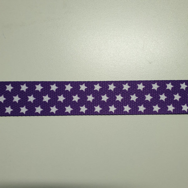 Gurtband 30mm - glänzend - Sterne - lila