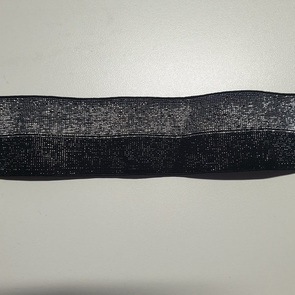 Gürtel-Gummi - 40mm - schwarz silber