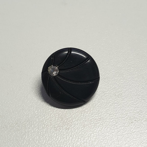 Kunststoffknopf - 13mm - Öse - glatte Oberfläche und kleinem Strassstein