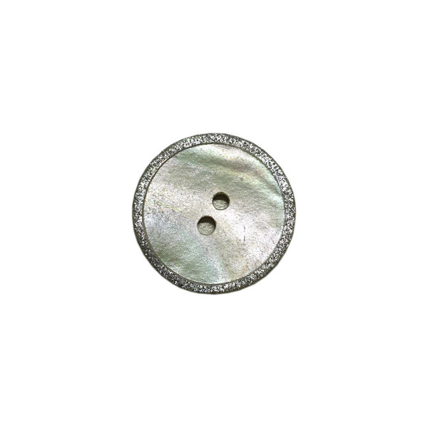 Perlmuttknopf - 12mm - 2 Loch - Silberrand