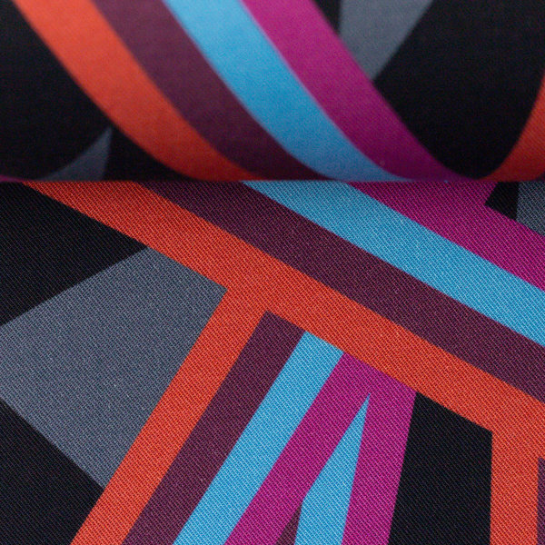 Viskose - Crisscross by Thorsten Berger - Streifen - pink, blau, rot, orange
