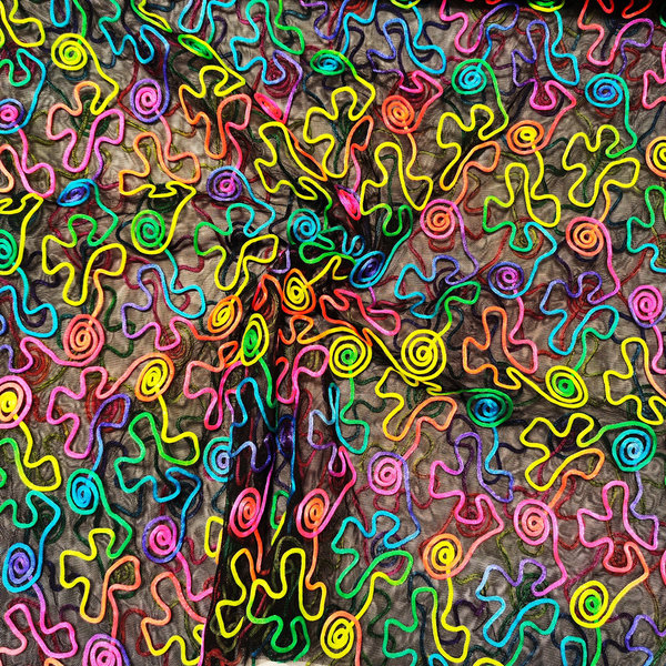Softtüll - Crazy - Stickerei - regenbogenfarbend
