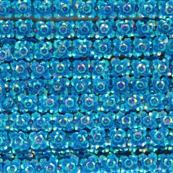 Lurexband - Blüten - 14mm  - blau